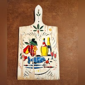 Vintage Cutting Cheese Board Folk Art Yugoslavian